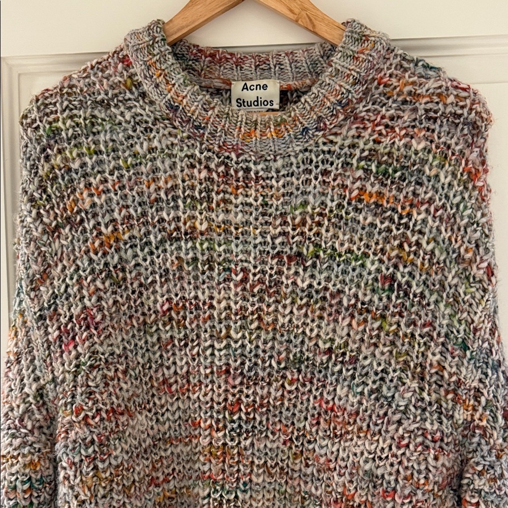 Acne Marled Knit Crew Neck Sweater with asymmetrical hem - Picture 7 of 8